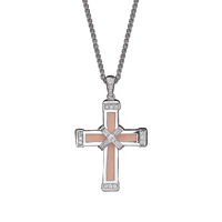 White Diamonds on White Gold Holy Land Love Cross Necklace