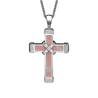 White Diamonds on White Gold Holy Land Love Cross Necklace