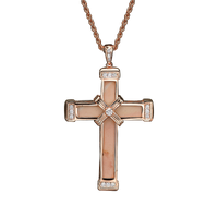 Rose Gold White Diamonds Holy Land love Cross Necklace