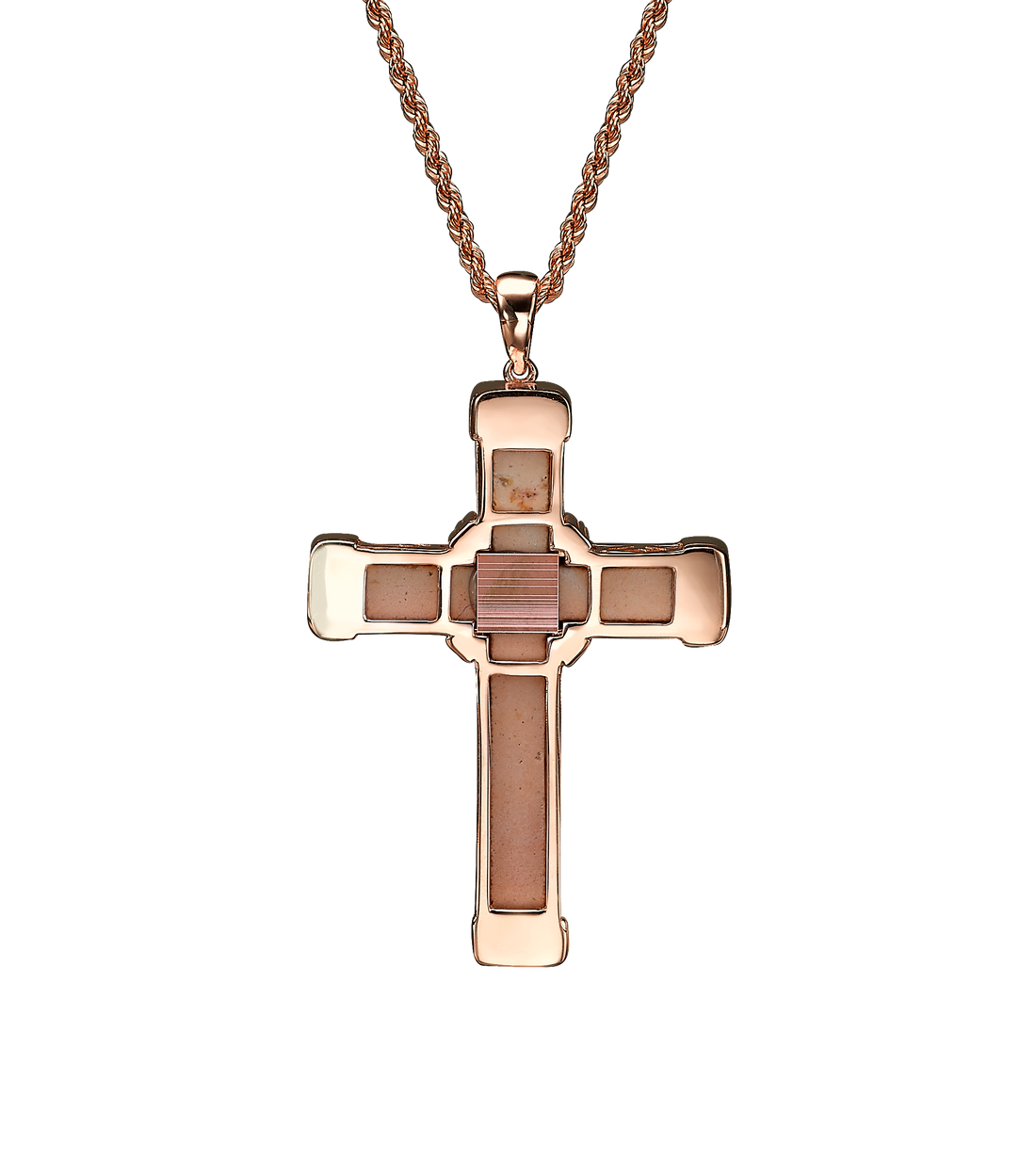 Rose Gold Black Diamonds Holy Land love Cross Necklace