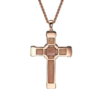 Rose Gold Black Diamonds Holy Land love Cross Necklace