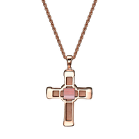 Rose Gold White Diamonds Holy Land love Cross Necklace