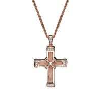Rose Gold White Diamonds Holy Land love Cross Necklace
