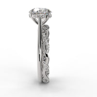 Round Brilliant Cut Hidden Halo Pave Cathedral Engagement Ring Bridal Set - 405