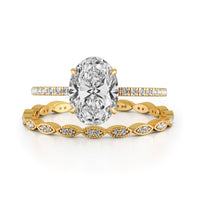 Oval Cut Pave Engagement Ring Bridal Set - 370