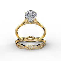 Pear Drop Cut Hidden Halo Cathedral Engagement Ring Bridal Set - 503