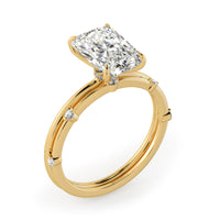 Elongated Radiant Cut Unique and Graceful Engagement Ring Bridal Set - 604