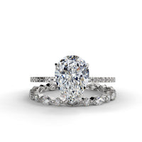 Pear Drop Cut Hidden Halo Pave Engagement Ring Bridal Set - 505