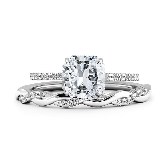 Square Radiant Cut Pave Women Wedding Rings Set - 642