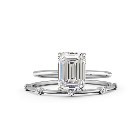 Minimal Emerald Diamond Bridal Set - 724