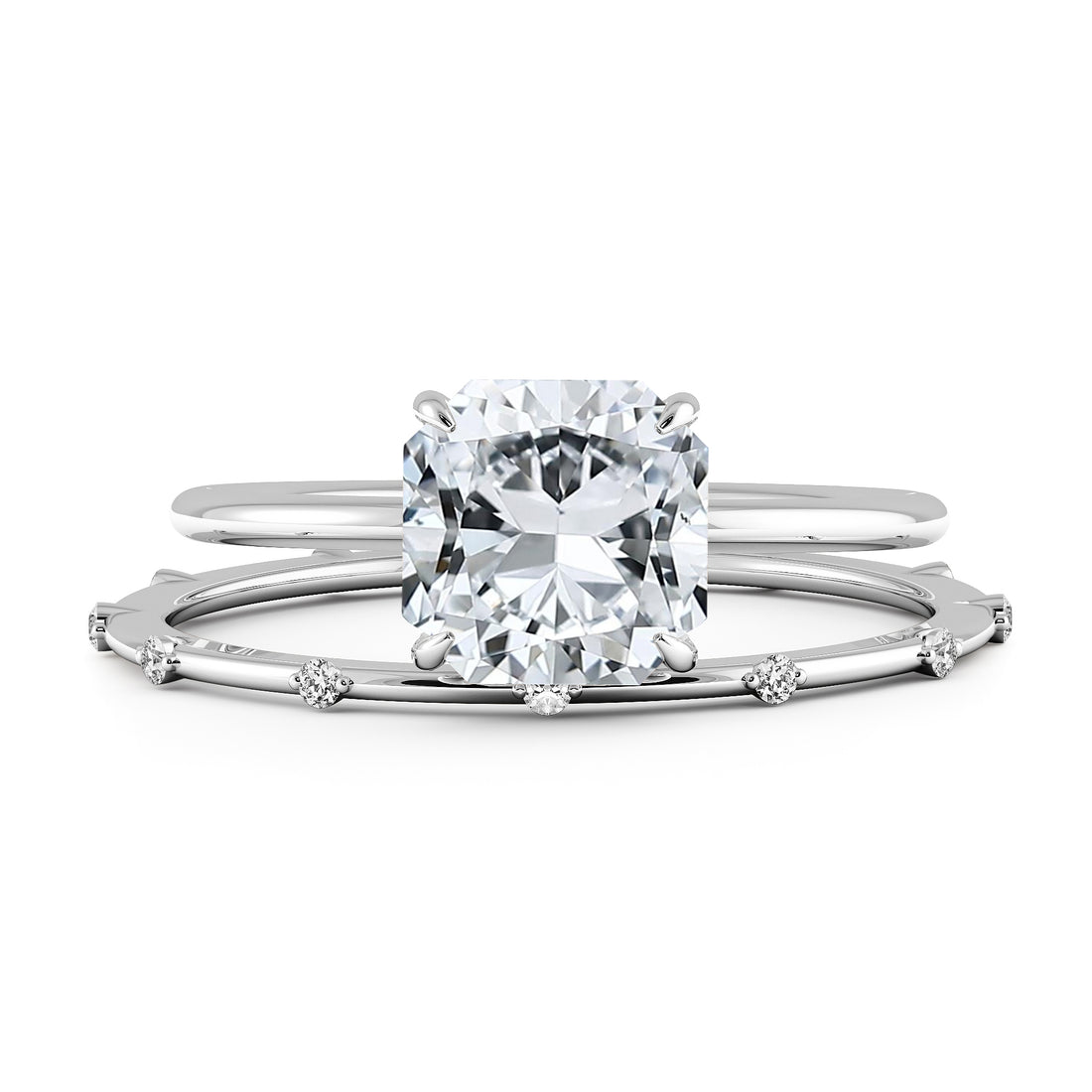 Square Radiant Cut Unique and Graceful Engagement Ring Bridal Set - 644