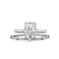 Elongated Radiant Cut Unique and Graceful Engagement Ring Bridal Set - 604