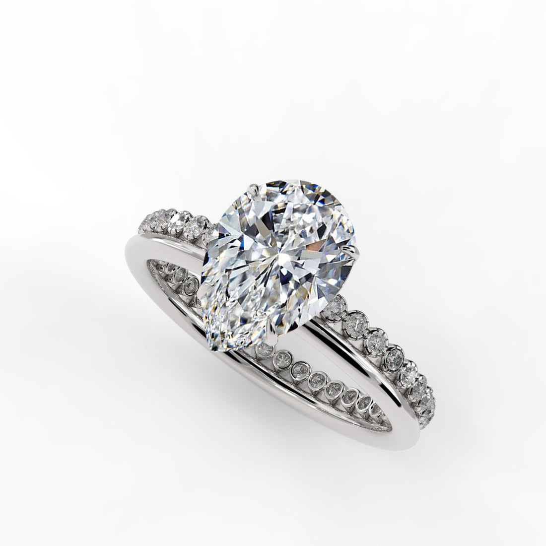 Pear Drop Cut Unique and Elegant Engagement Ring Bridal Set - 504