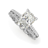 Radiant Cut Cathedral Pave Women Wedding Ring Set - 486