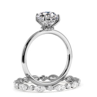 Round Brilliant Hidden Halo Engagement Ring Bridal Set - 401