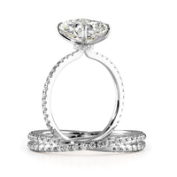 Elongated Radiant Cut Pave Unique Engagement Ring Bridal Set - 602