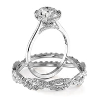 Oval Cut Cathedral Hidden Halo Engagement Ring Bridal Set - 371