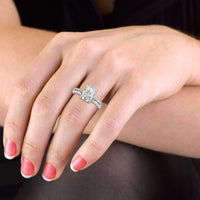 Radiant Cut Hidden Halo Engagement Ring Bridal Set - 485