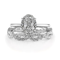 Oval Cut Cathedral Hidden Halo Engagement Ring Bridal Set - 371