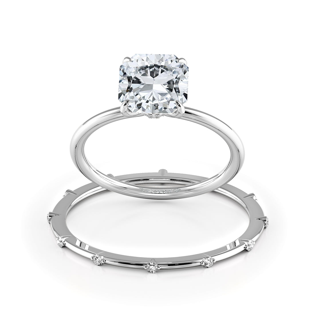 Square Radiant Cut Unique and Graceful Engagement Ring Bridal Set - 644