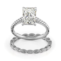 Radiant Cut Cathedral Pave Women Wedding Ring Set - 486