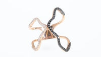 Butterfly Statement Rose Gold White and Black Diamond Ring