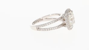 Cushion Cut Diamond with Pave Halo Split Shank Engagement Ring