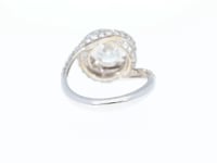 White Gold Spiral Halo Brilliant Cut Round Engagement Ring