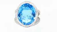 Oval Cut Blue Topaz Cocktail Ring - 22.26 Carat