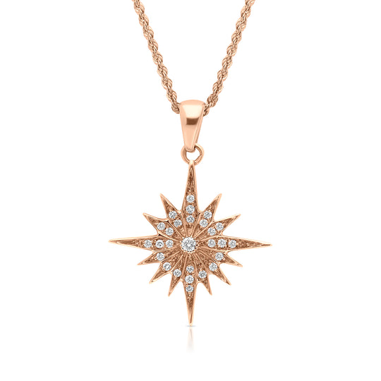 Rose Gold Star Pendant - .25 Carat