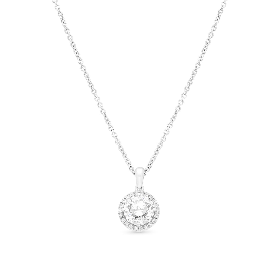 Diamond Halo Pendant Necklace - 1.3 Carat