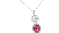 Pink Sapphire and Diamond Two Stone Necklace - 2.86 Carat