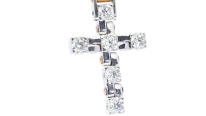 White & Rose Gold Diamond Cross Pendant - 3 Carat
