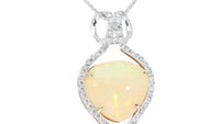 Diamond and Opal Pendant Necklace - 10.75 Carat