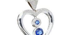 White Gold Open Heart Blue Round Cut Kyanite Necklace - 4.7 Carat