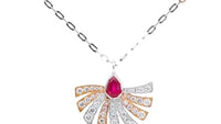 Two Tone Red Ruby and Diamond Sun Pendant - 1 Carat