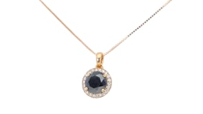 Rose Gold Black Diamond Pendant Necklace - 1.6 Carat