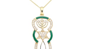 Messianic Seal Gold and Diamonds Enamel Pendant