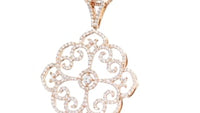 Rose Gold Filigree Diamond Pave Pendant - 1.49 Carat
