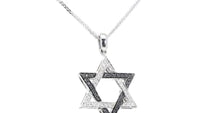 White and Black Diamonds Intertwining Star Of David Pendant - .43 Carat