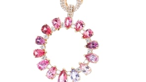 Pink Gemstone and Diamond Open Circle Necklace - 5.6 Carat