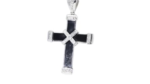 Black Enamel Cross - .12 Carat