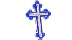 Blue Diamond Russian Orthodox Cross Pendant Necklace - .60 Carat