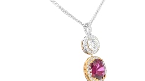 Double Stoned Diamond and Ruby Pendant Necklace -2.4 Carat