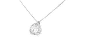 Diamond Halo Pendant Necklace - .92 Carat