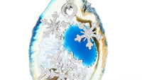 Agate Stone and Diamond Trio Snow Flake Pendant