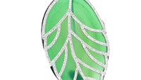 Green Agate Stone and Diamond Leaf Pendant