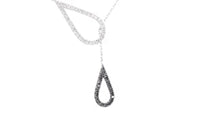 White and Black Diamond Pave Teardrop  Necklace - .32 Carat