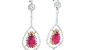 Pear Shaped Pink Tourmaline and Diamond Dangle Earrings - 4.6 Carat