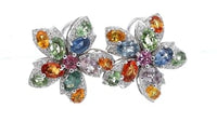 Sapphire Mix Flower Shaped Studs - 9.8 Carat